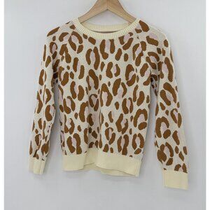 Amazon Essentials Girl’s‎ 100% Cotton Sweater Tan Cheetah Size XL 12 Comfort